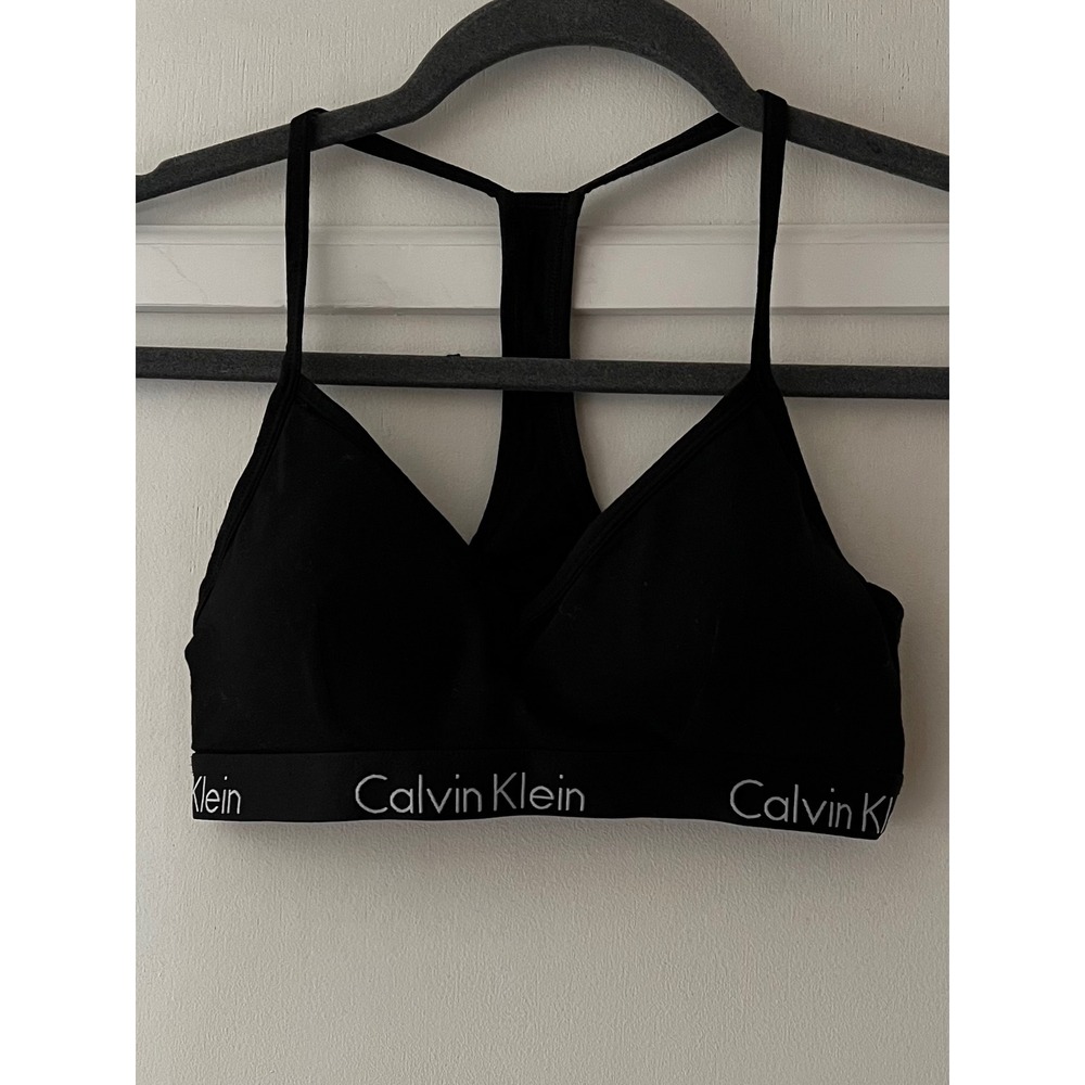 Calvin Klein Modern Cotton Racerback Bralette Black Size M Removable Pads Logi